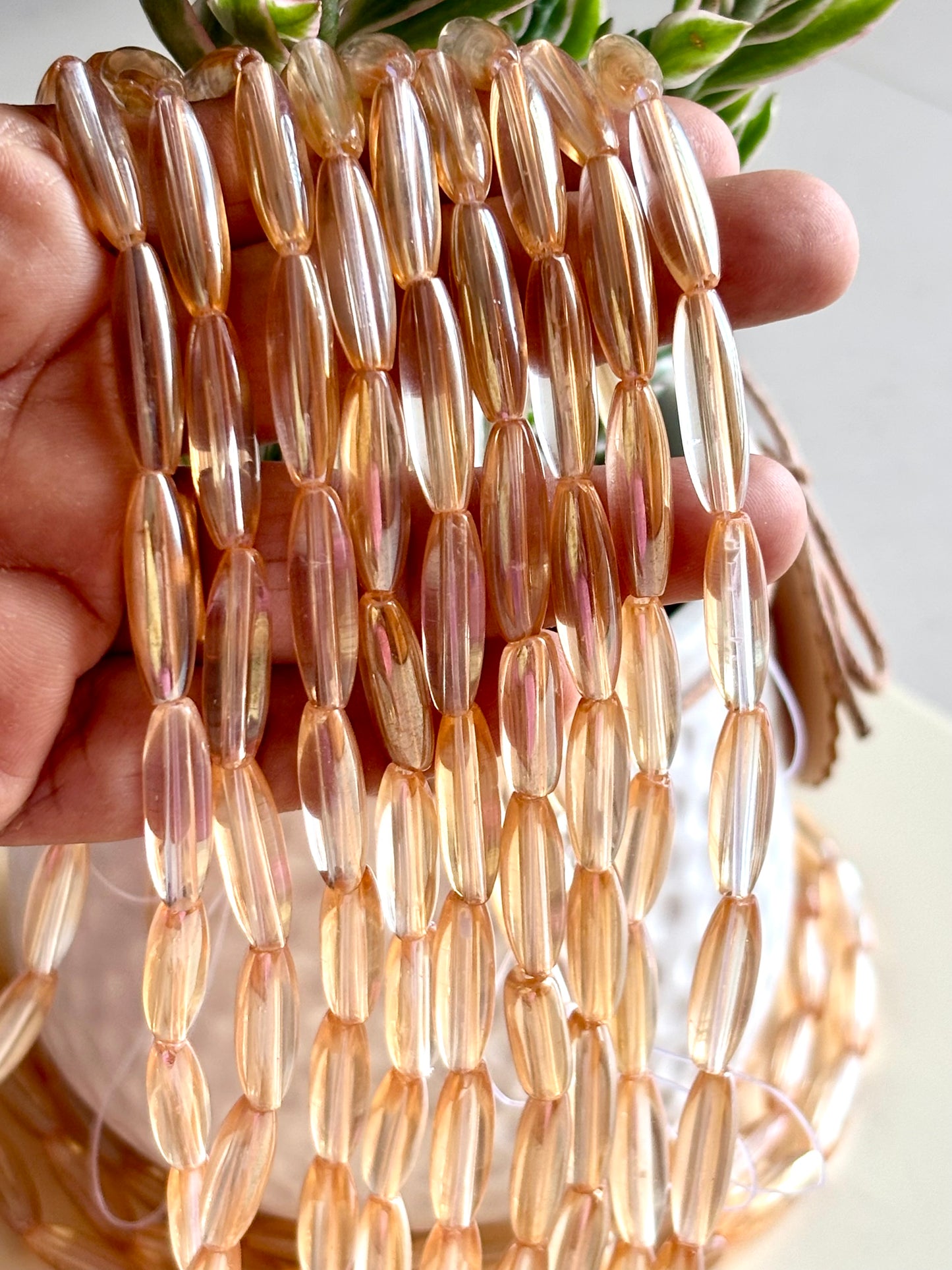 Champagne Glass Barrel Beads 6x21MM