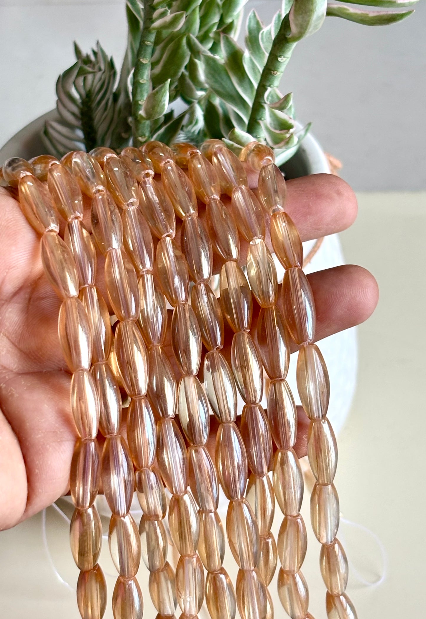 Champagne Glass Barrel Beads 6x16MM