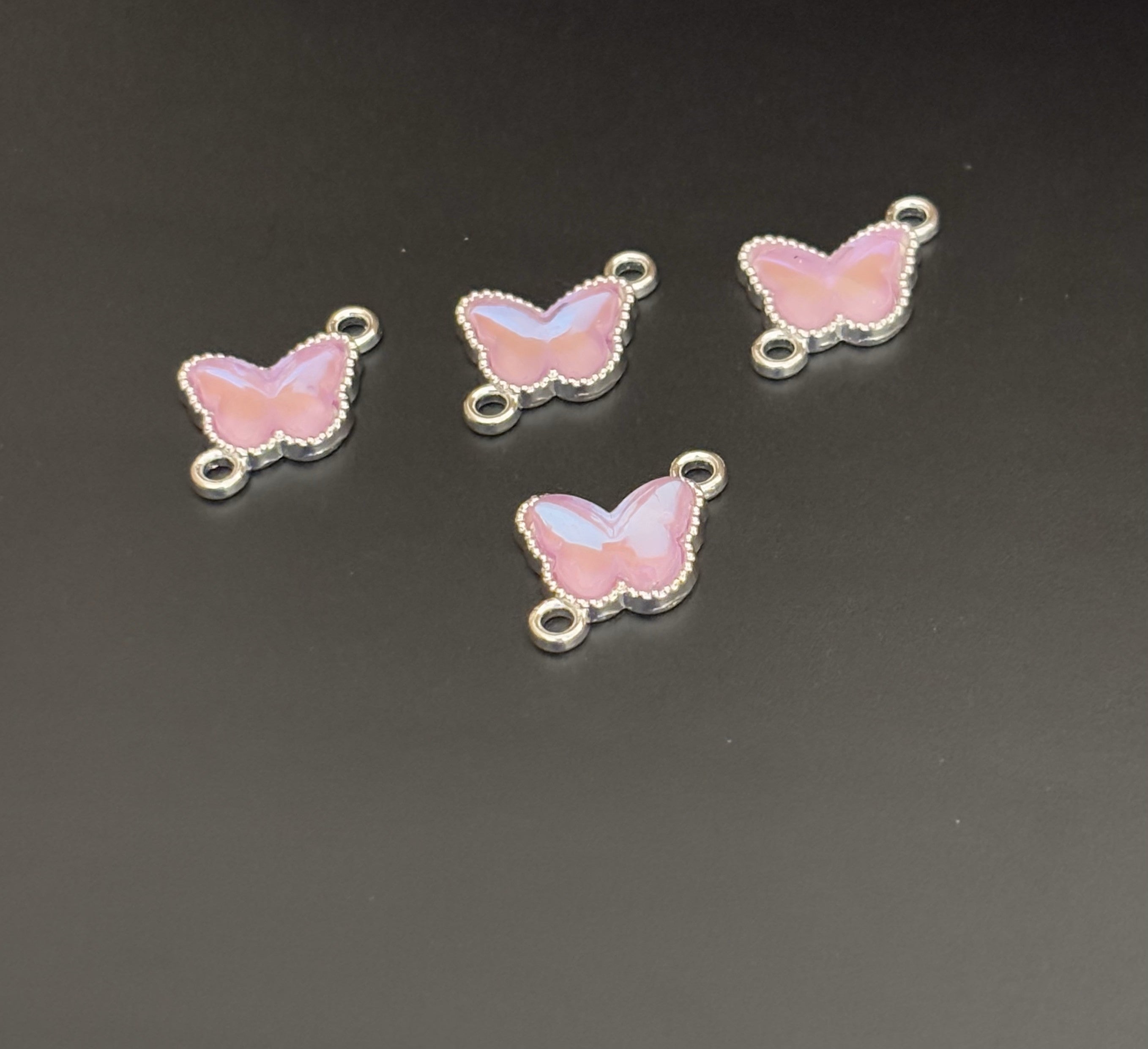 Two Pieces Lavender Butterfly Charms with Two Loops