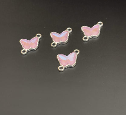 Two Pieces Lavender Butterfly Charms with Two Loops