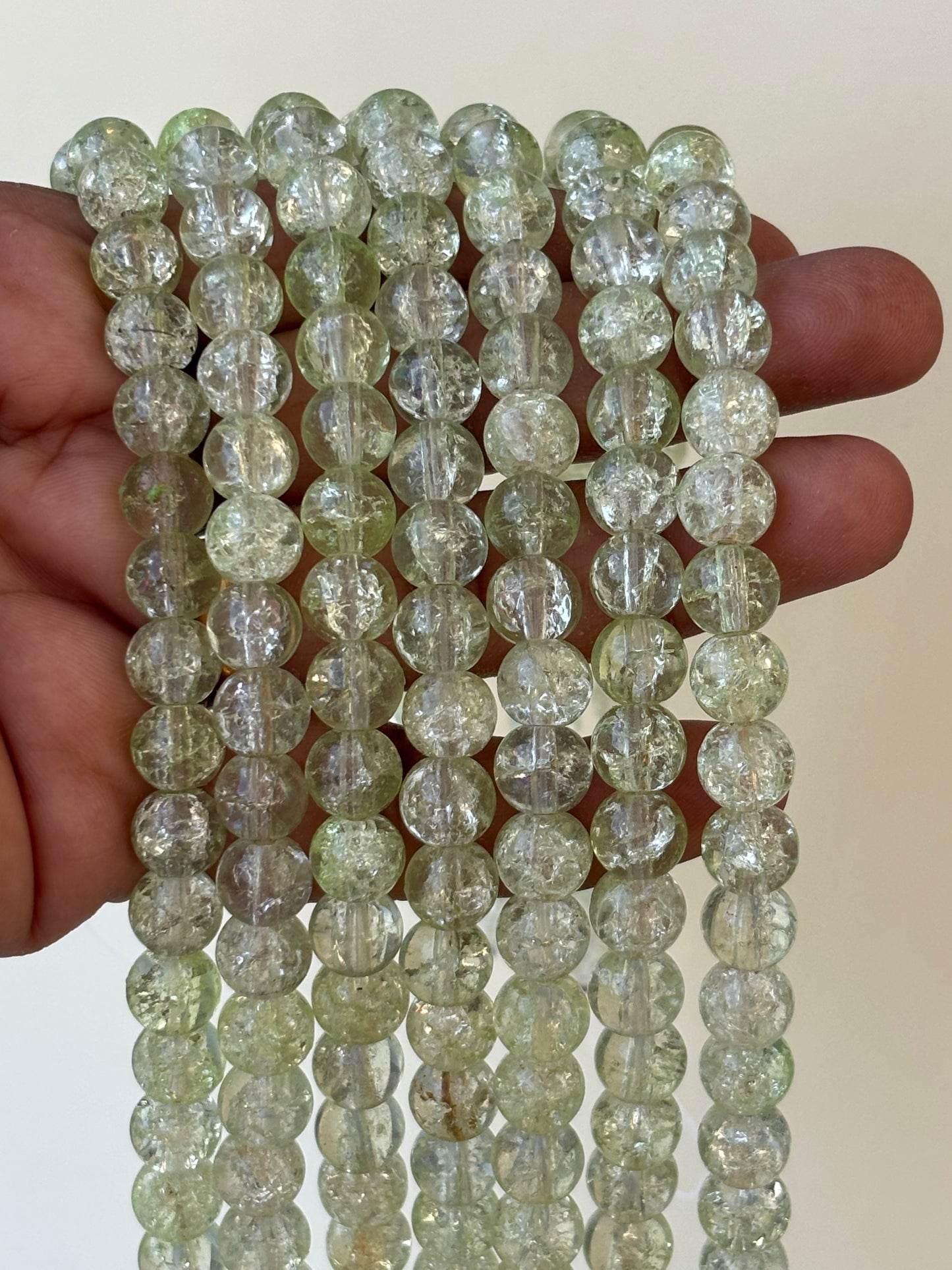 Light Green Crackle Beads 8MM