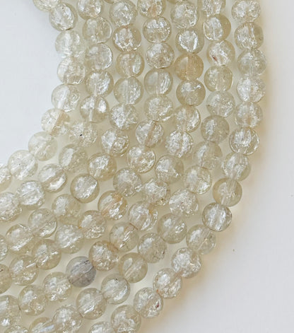 Light Grey Clear Crackle Beads 8MM