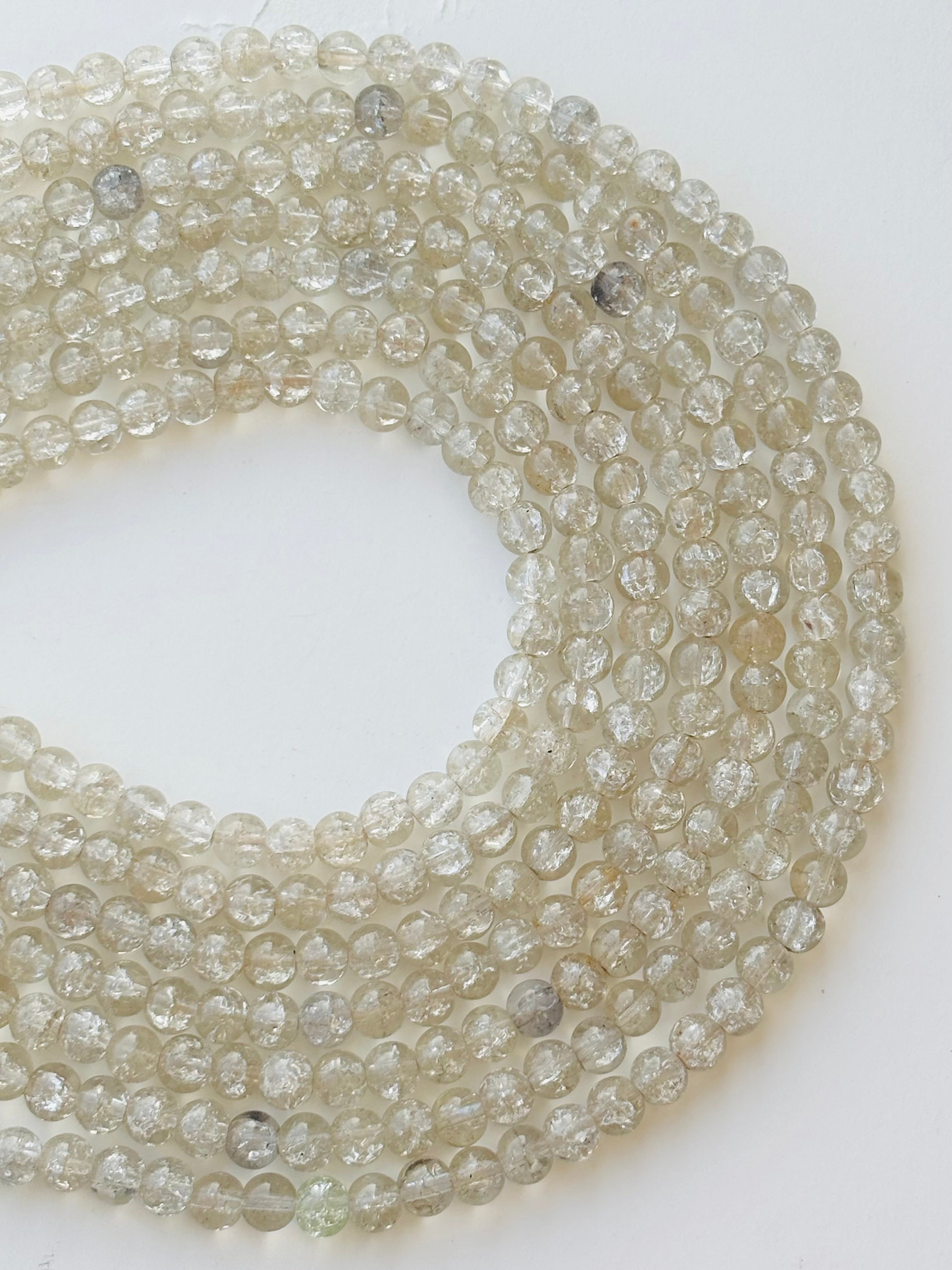 Light Grey Clear Crackle Beads 8MM