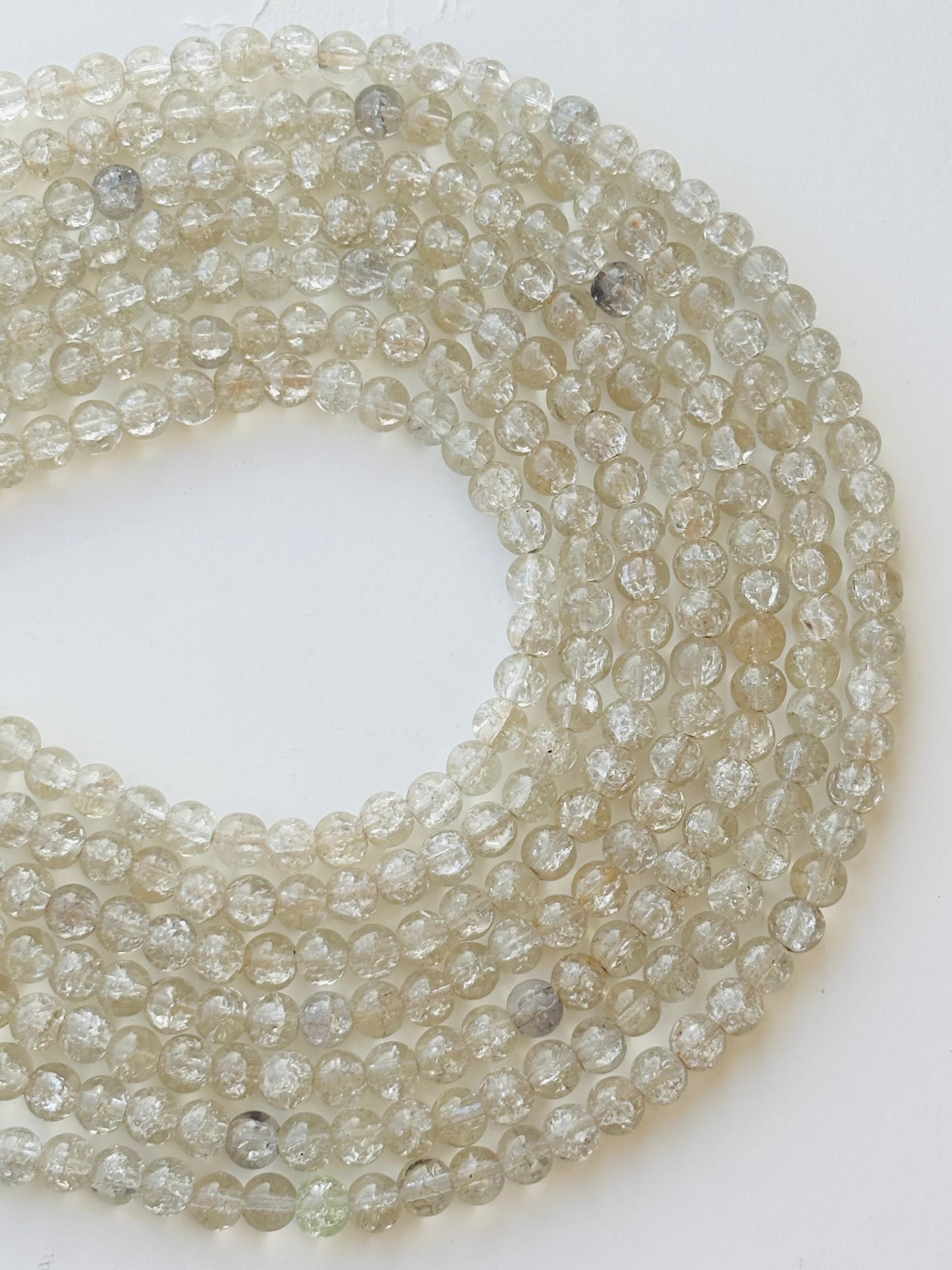 Light Grey Clear Crackle Beads 8MM