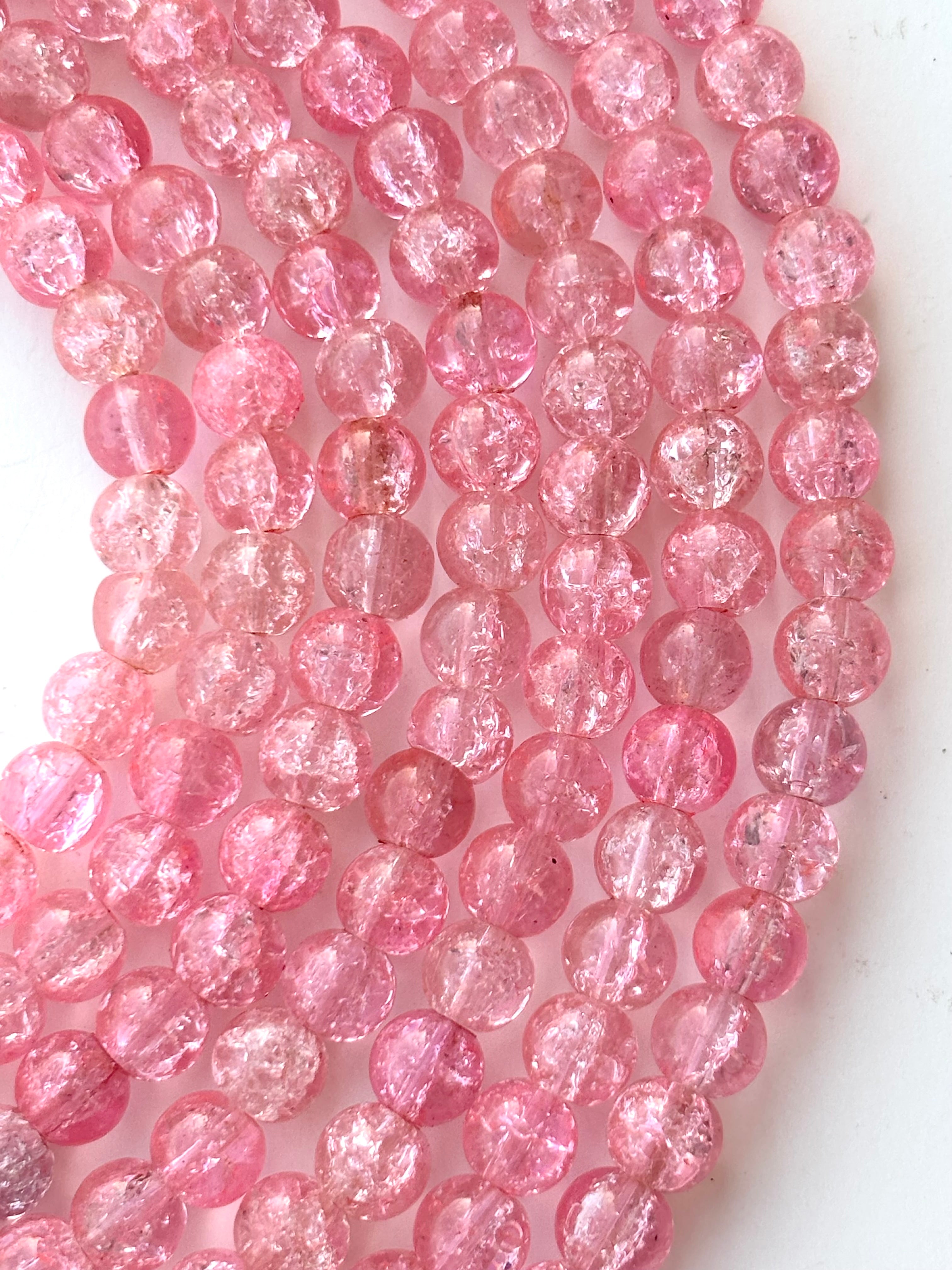 Light Pink Crackle Beads 8MM
