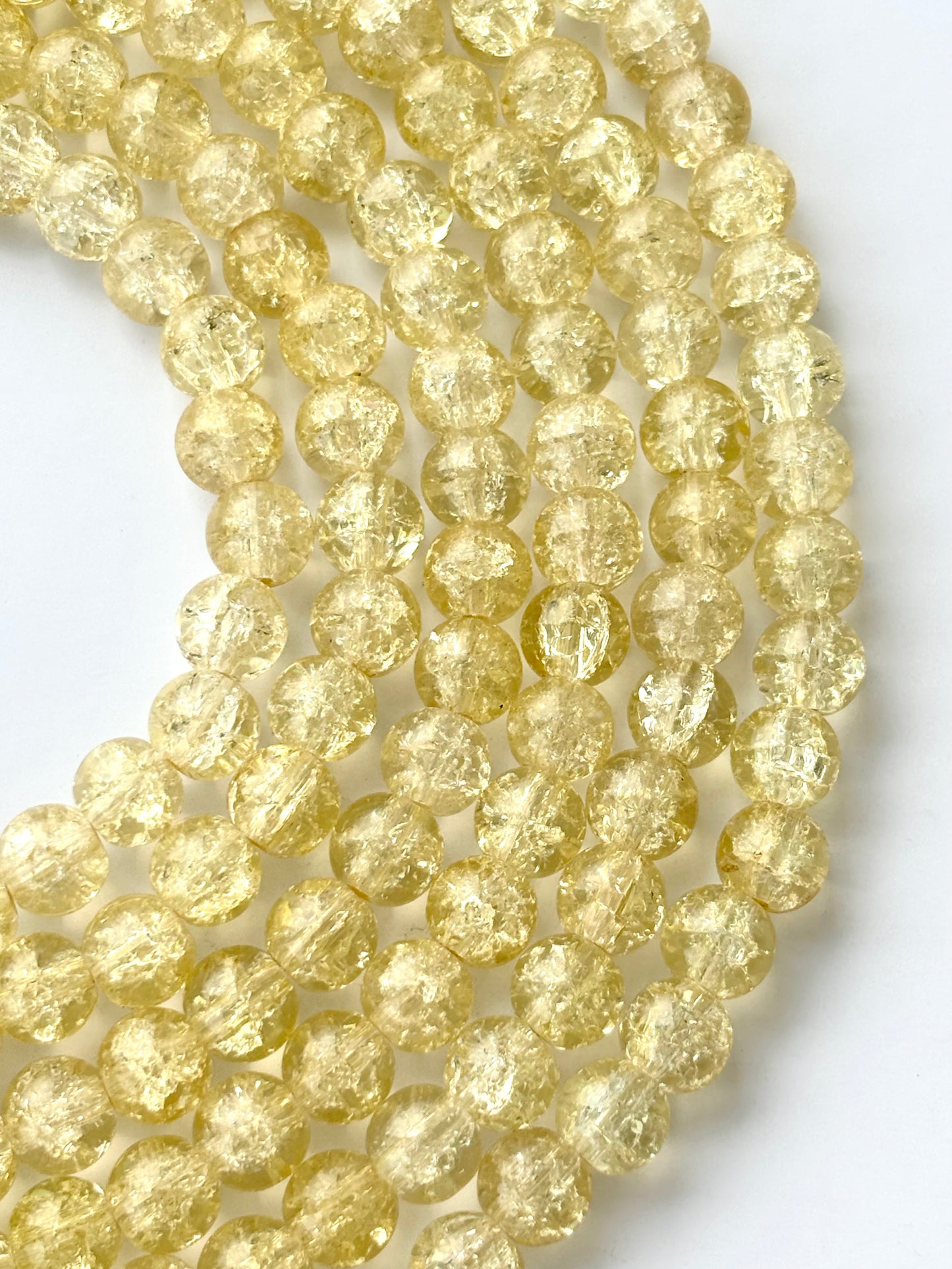 Light Yellow Crackle Beads 8MM