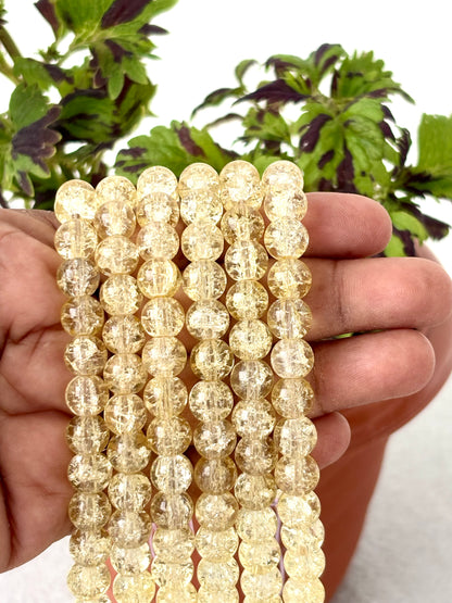 Light Yellow Crackle Beads 8MM