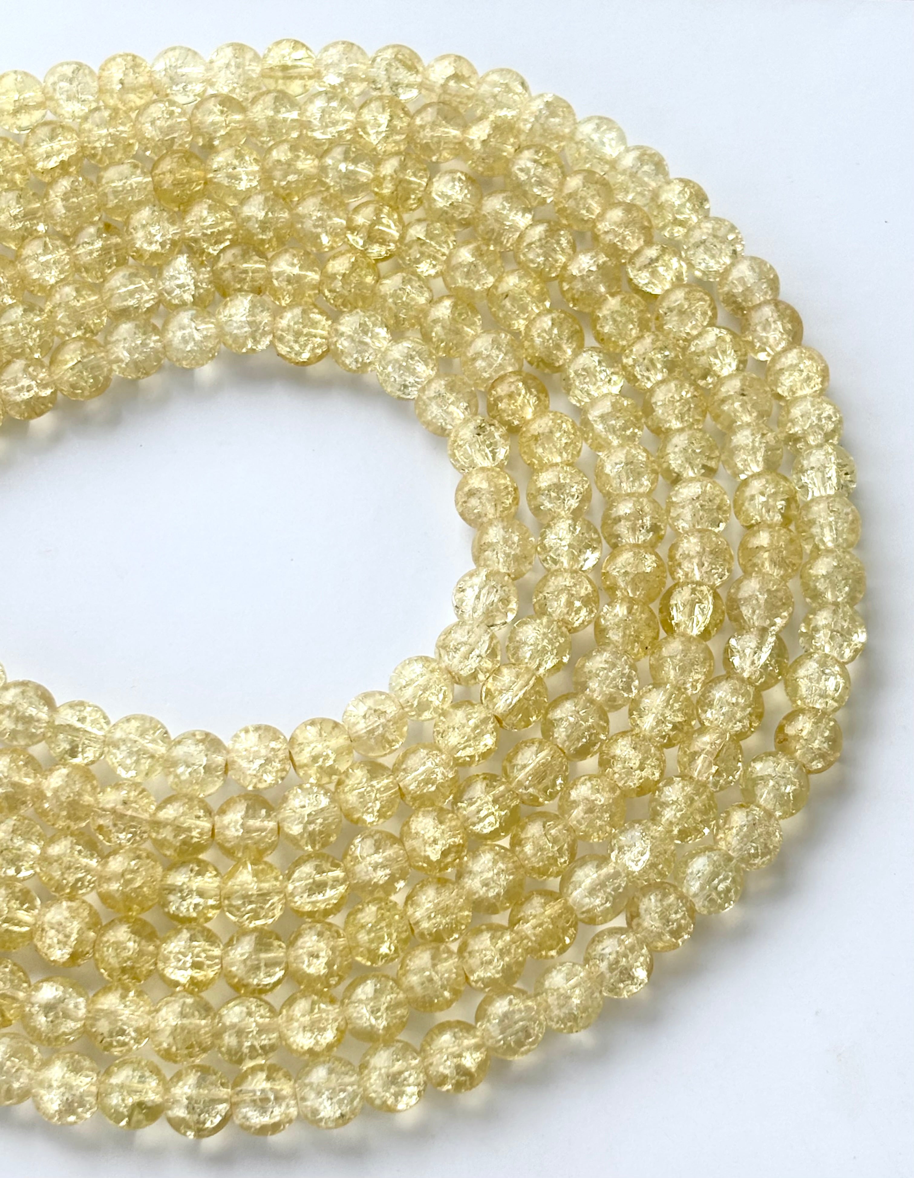 Light Yellow Crackle Beads 8MM