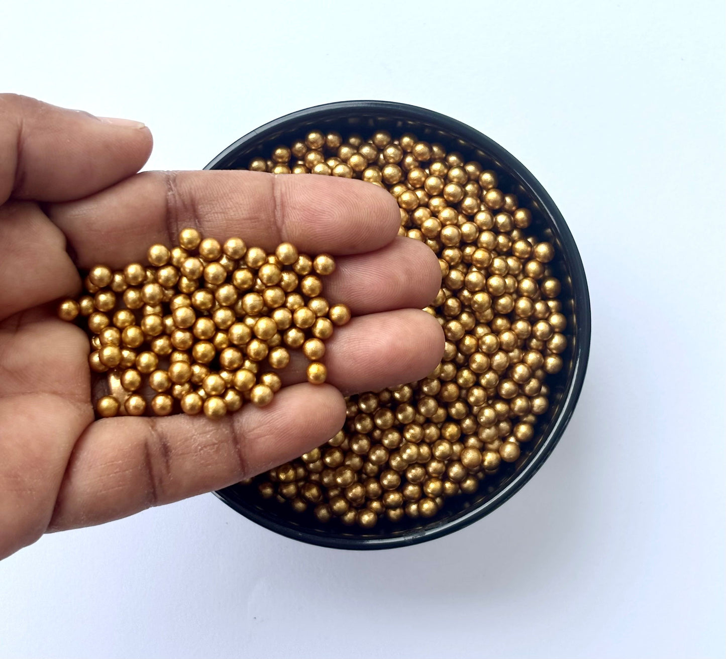 Matte Gold Metallic Round Decoration Beads - Non-Hole Craft and Filler