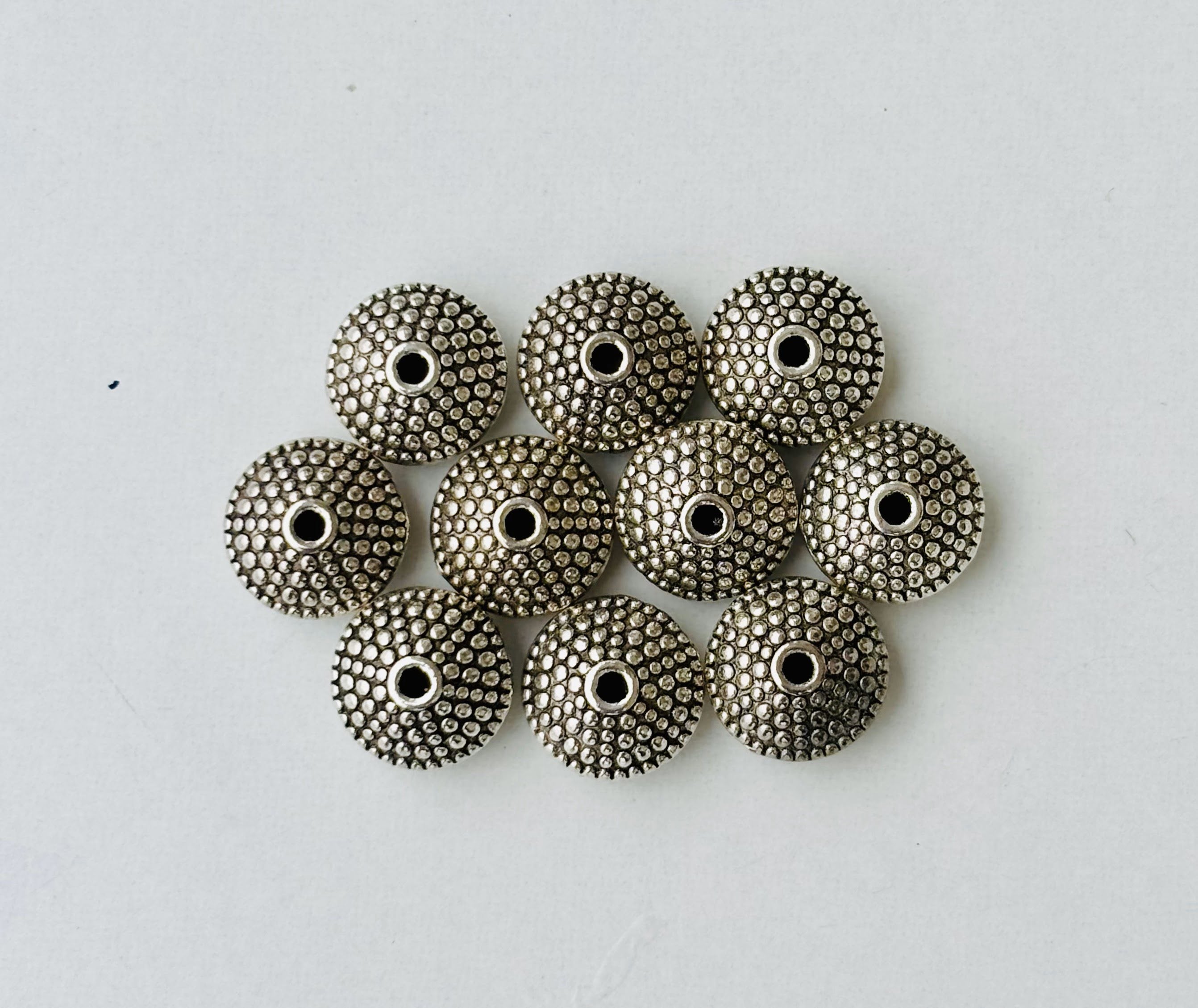 Antique Silver Beads With Floral Details