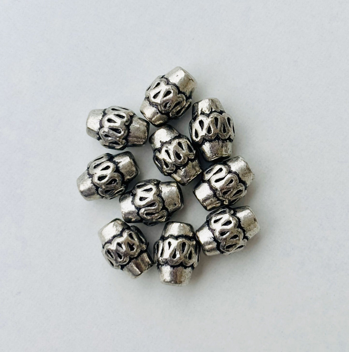 Cylindrical Silver Metal Beads