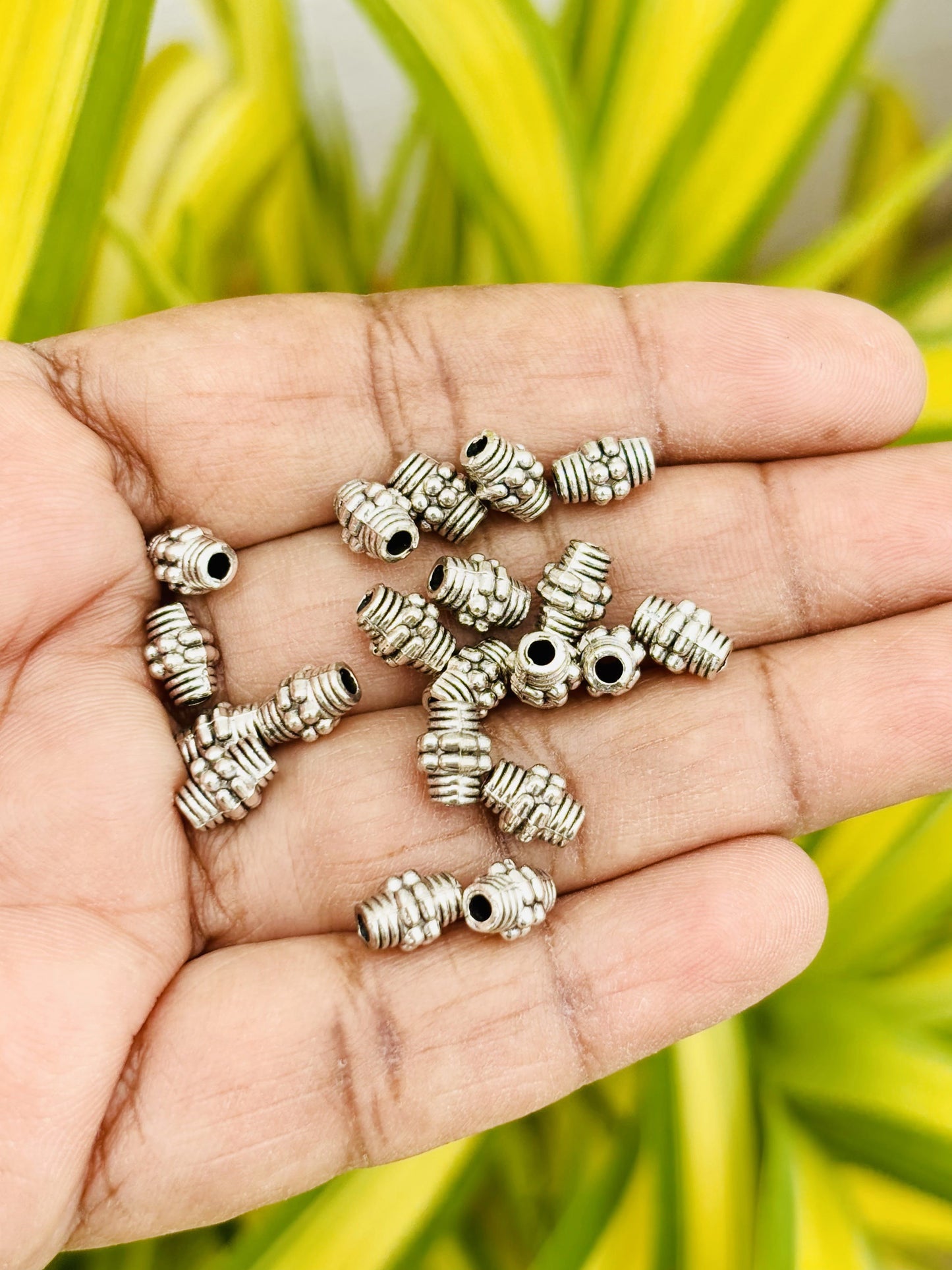 Small Tubular Silver Metal Beads