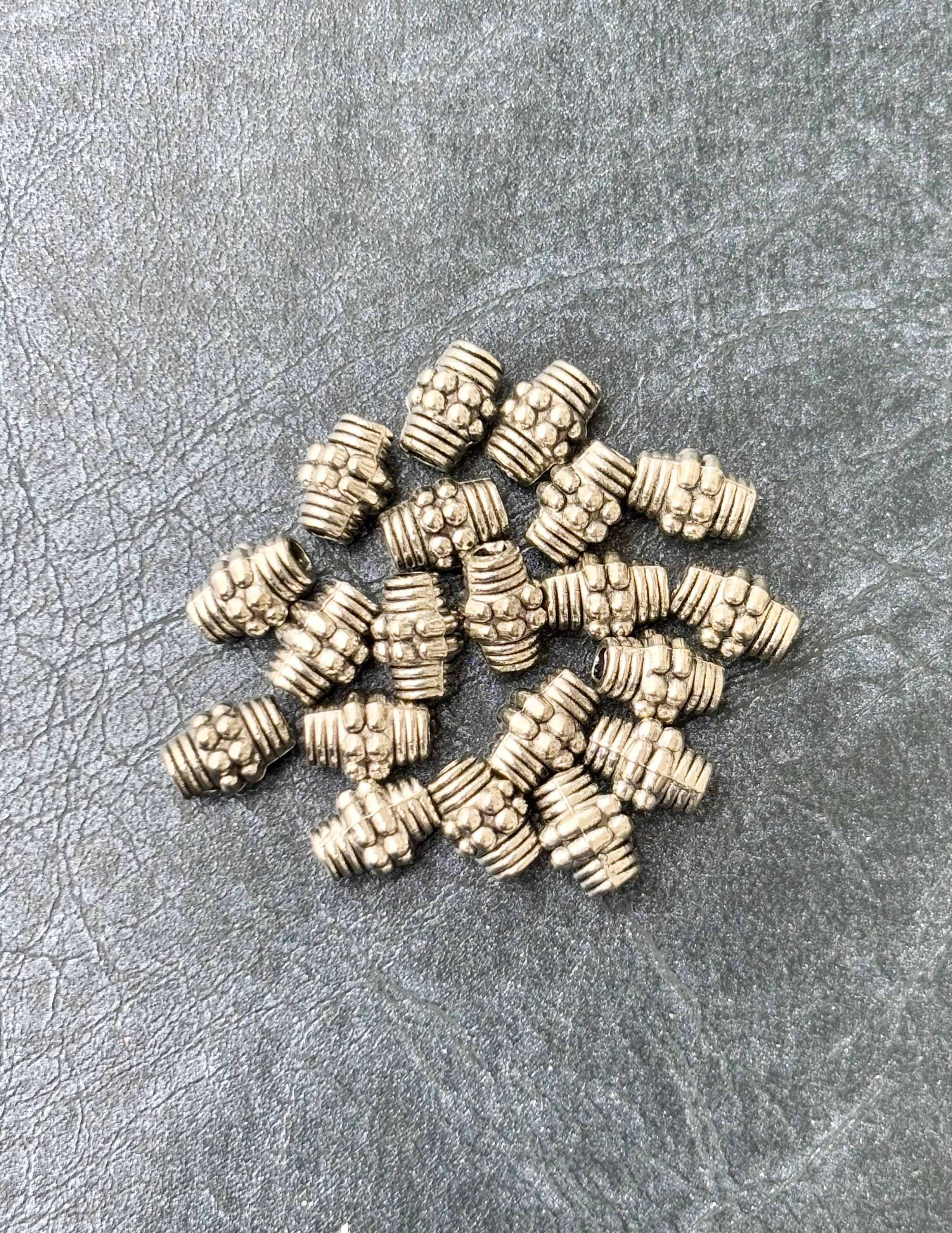 Small Tubular Silver Metal Beads