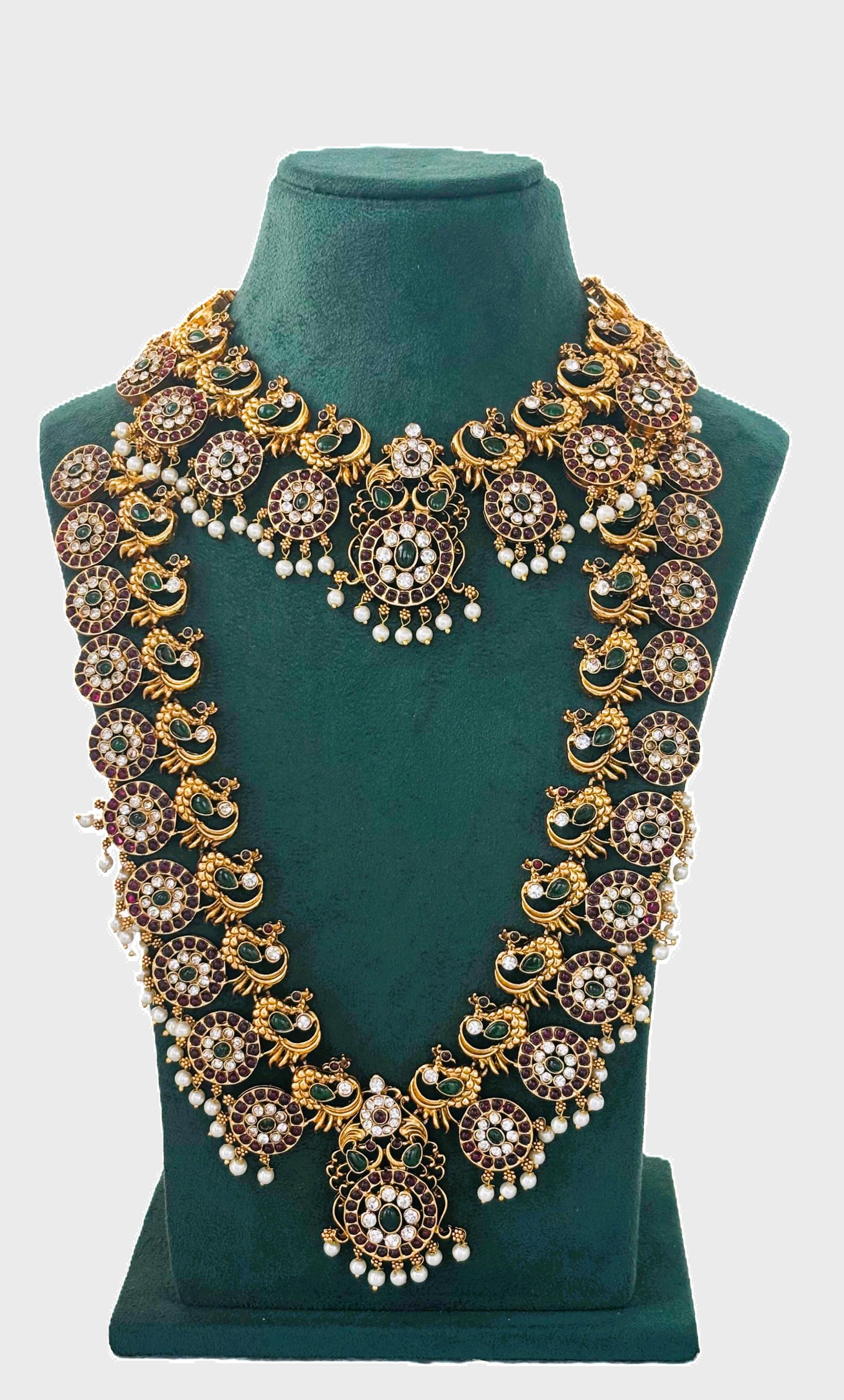 Antique Peacock Haram and Choker Bridal Set