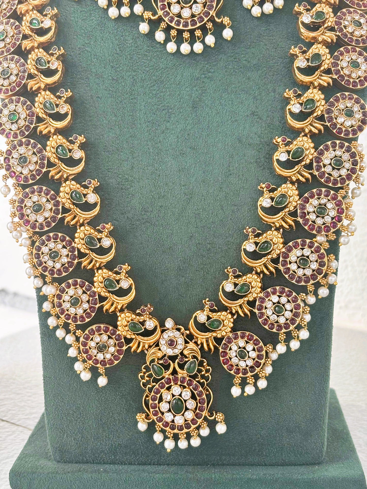 Antique Peacock Haram and Choker Bridal Set