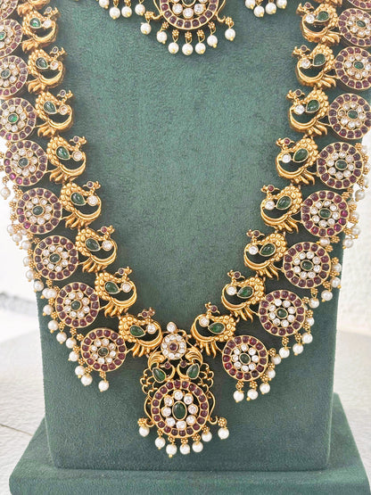 Antique Peacock Haram and Choker Bridal Set