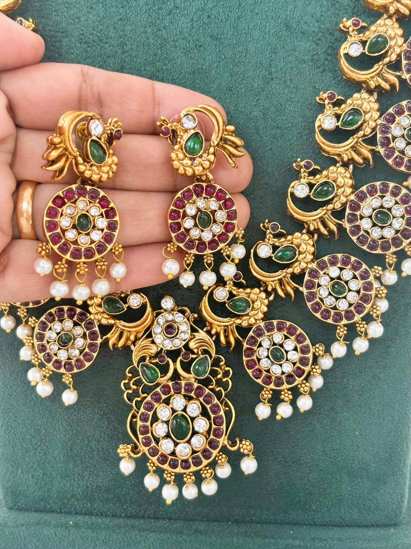 Antique Peacock Haram and Choker Bridal Set