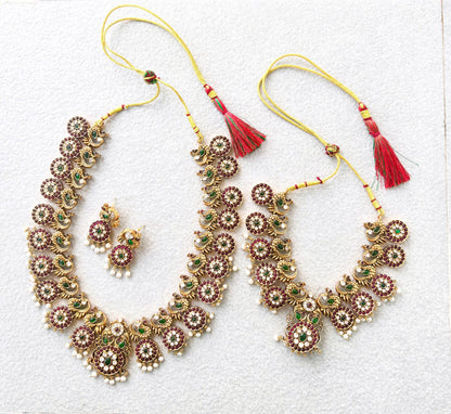 Antique Peacock Haram and Choker Bridal Set