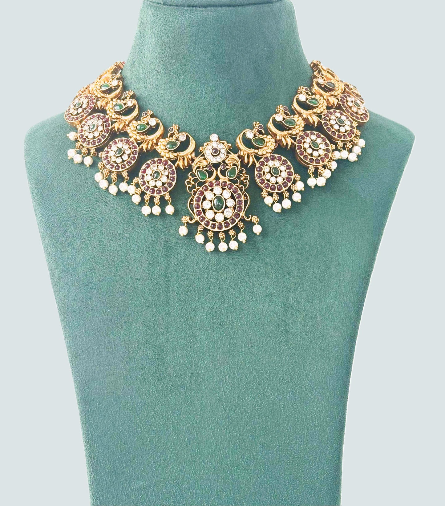 Antique Peacock Haram and Choker Bridal Set