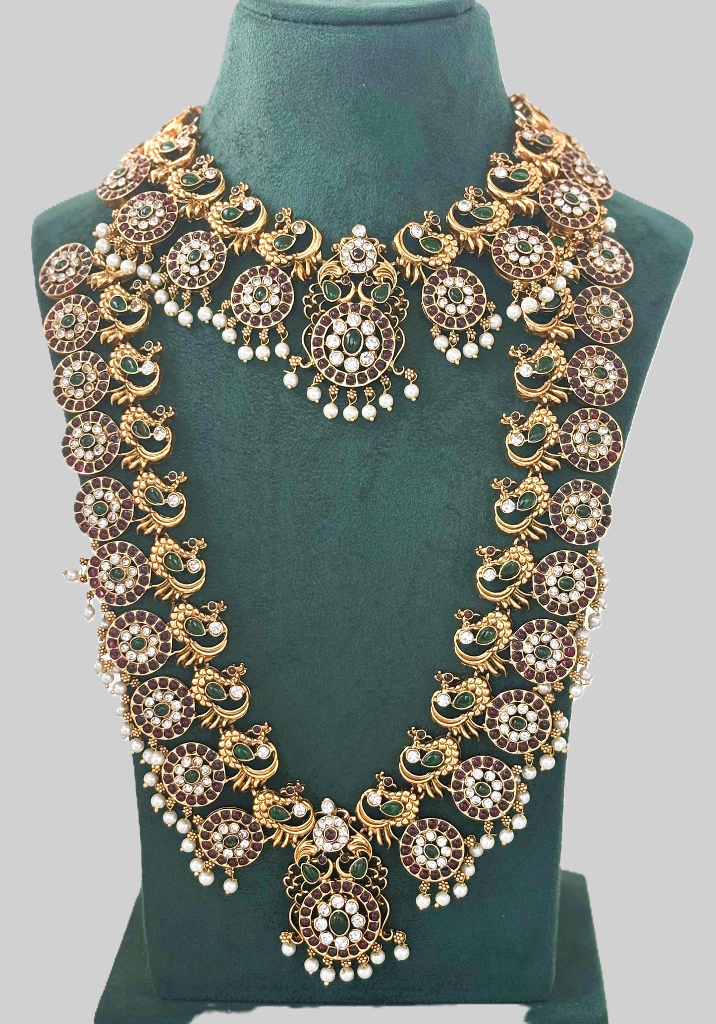 Antique Peacock Haram and Choker Bridal Set