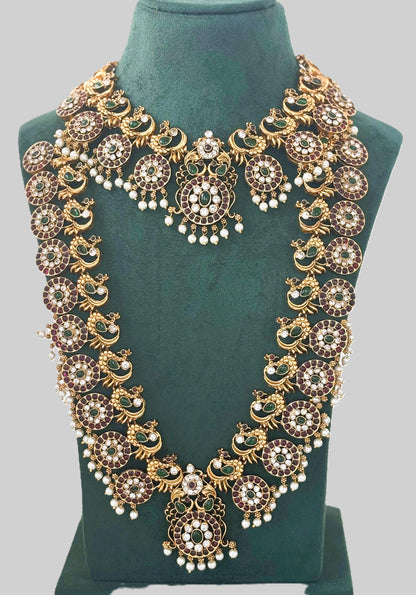 Antique Peacock Haram and Choker Bridal Set