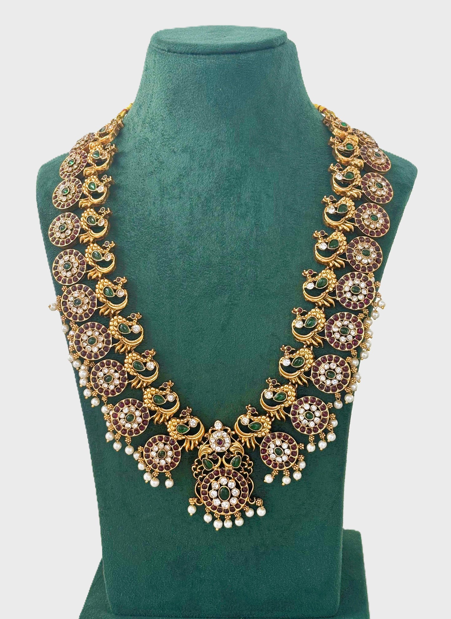 Antique Peacock Haram and Choker Bridal Set