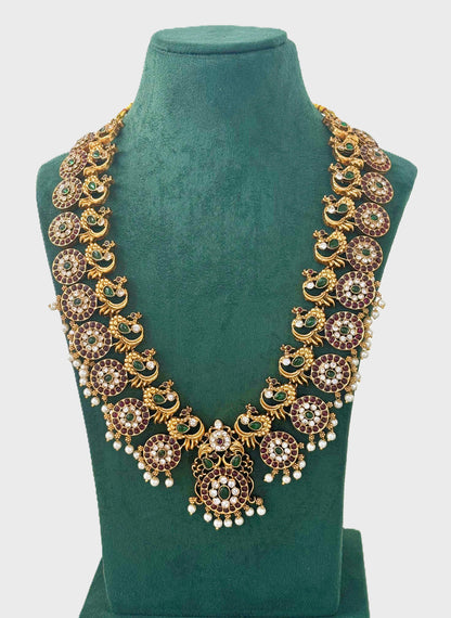 Antique Peacock Haram and Choker Bridal Set