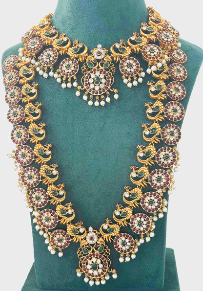 Antique Peacock Haram and Choker Bridal Set