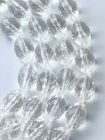 Clear Oval Faceted Acrylic Beads - Crystal Cut Jewelry Beads