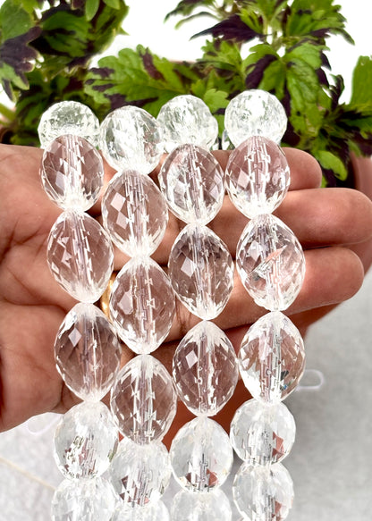 Clear Oval Faceted Acrylic Beads - Crystal Cut Jewelry Beads