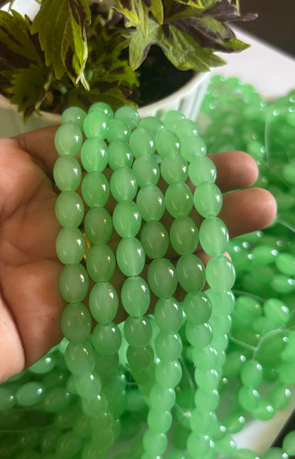 Oval Pastel Green Glass Beads