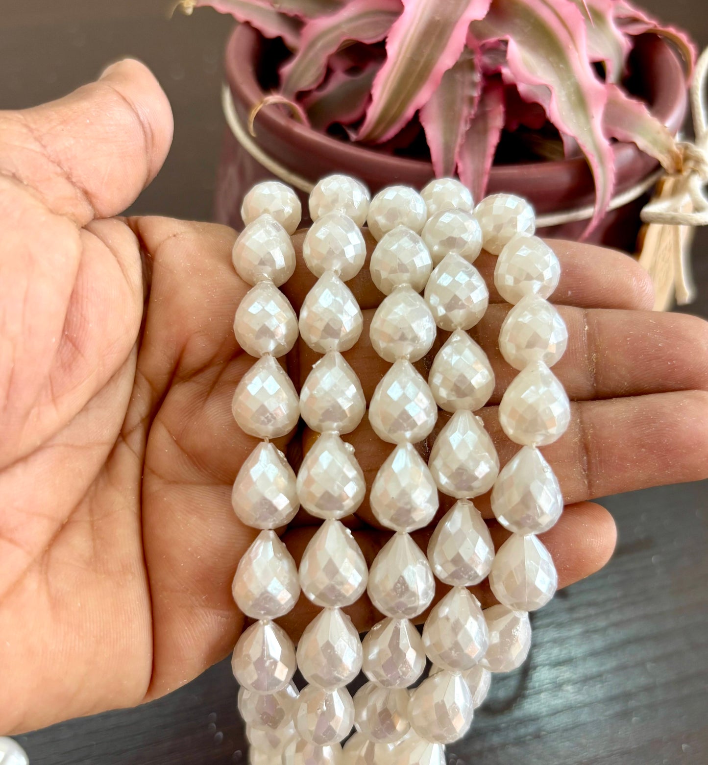 Premium Drop Shape Faceted Pearl Beads