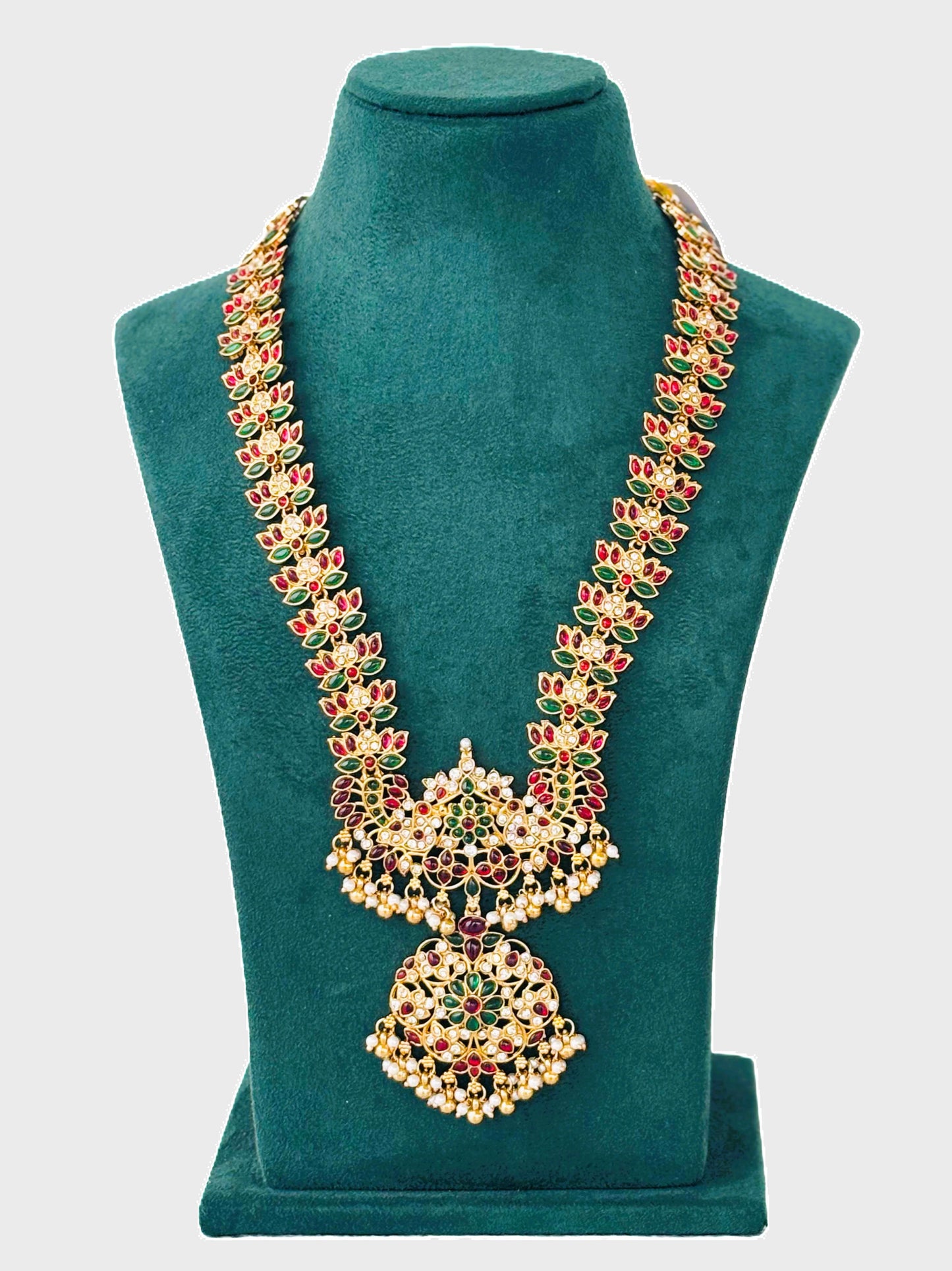 Antique Gold Kemp Stone Haram with Jhumkas