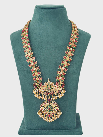 Antique Gold Kemp Stone Haram with Jhumkas