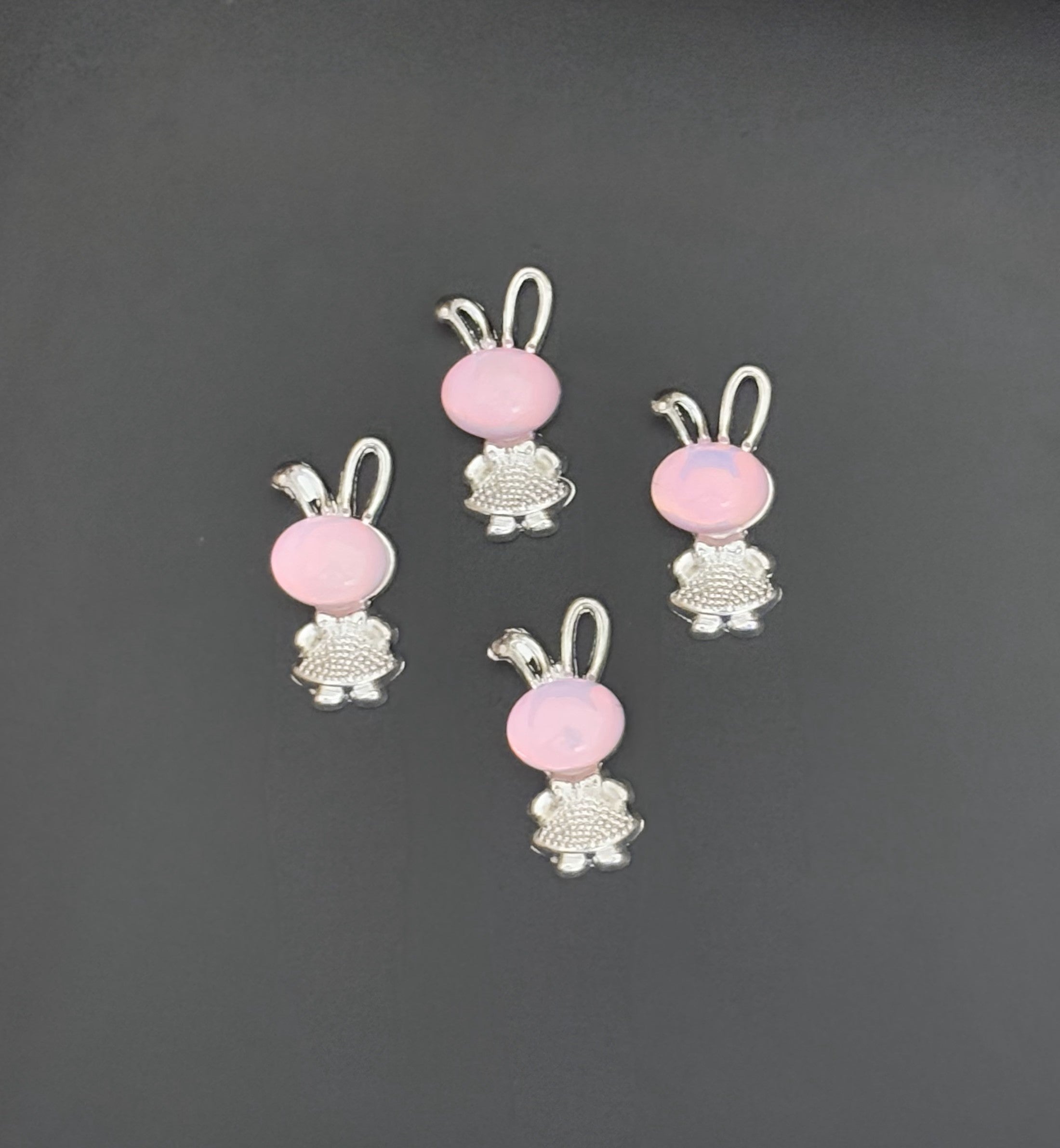 Two Pieces Pink Bunny Charms