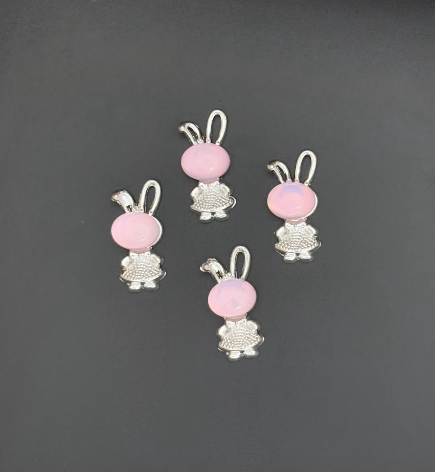 Two Pieces Pink Bunny Charms