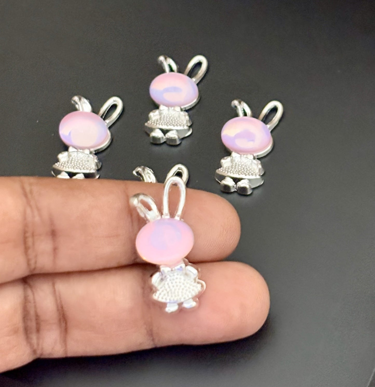 Two Pieces Pink Bunny Charms