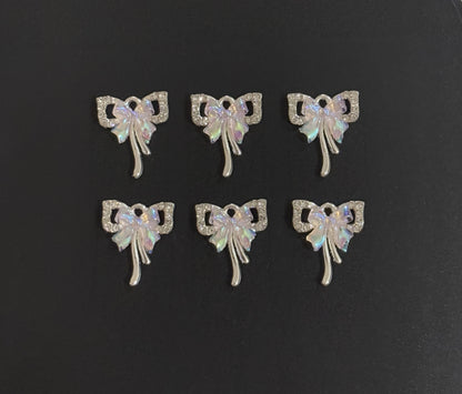Two Pieces Iridescent Pink Bow Charm