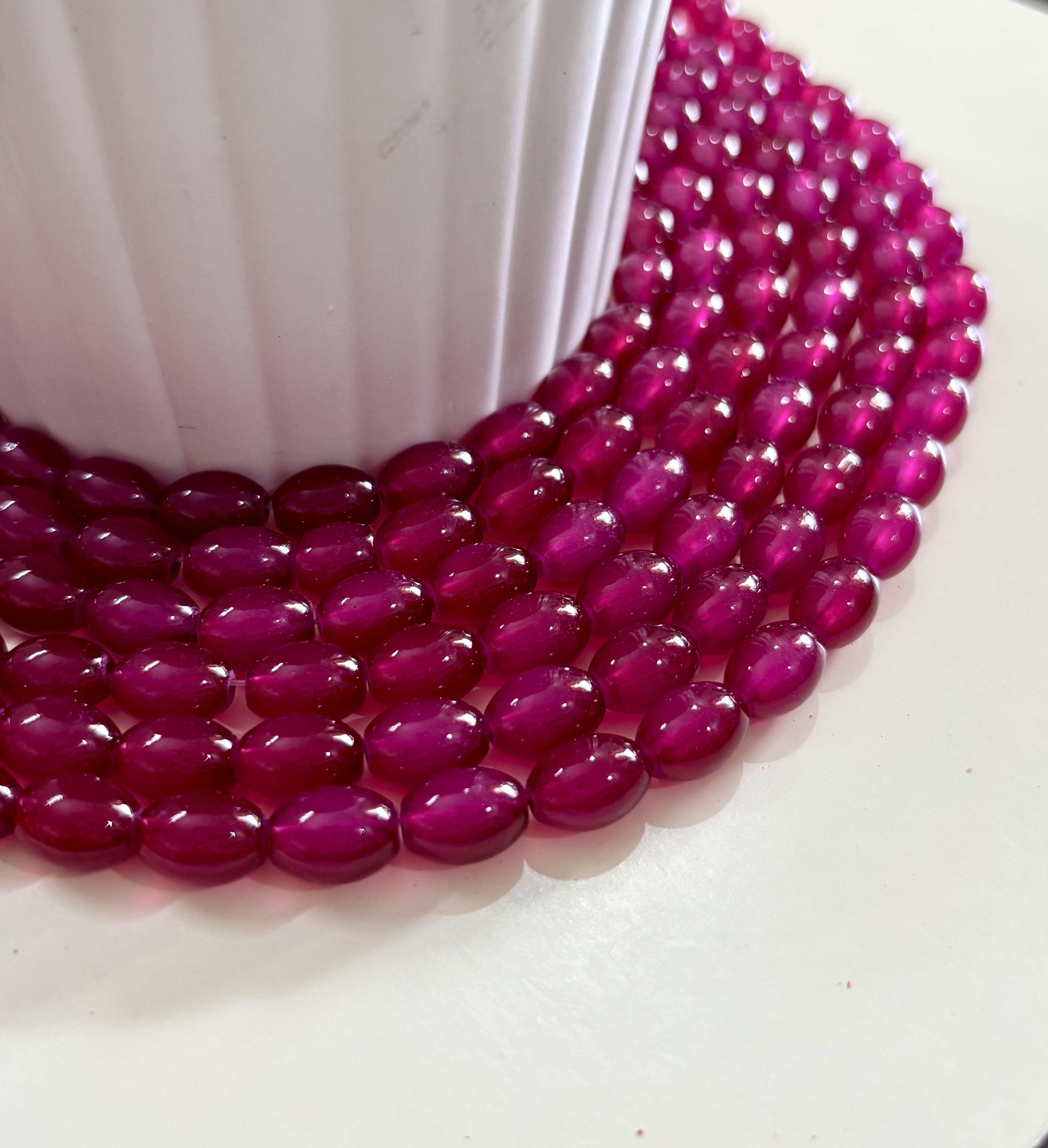 Oval Purple Glass Beads