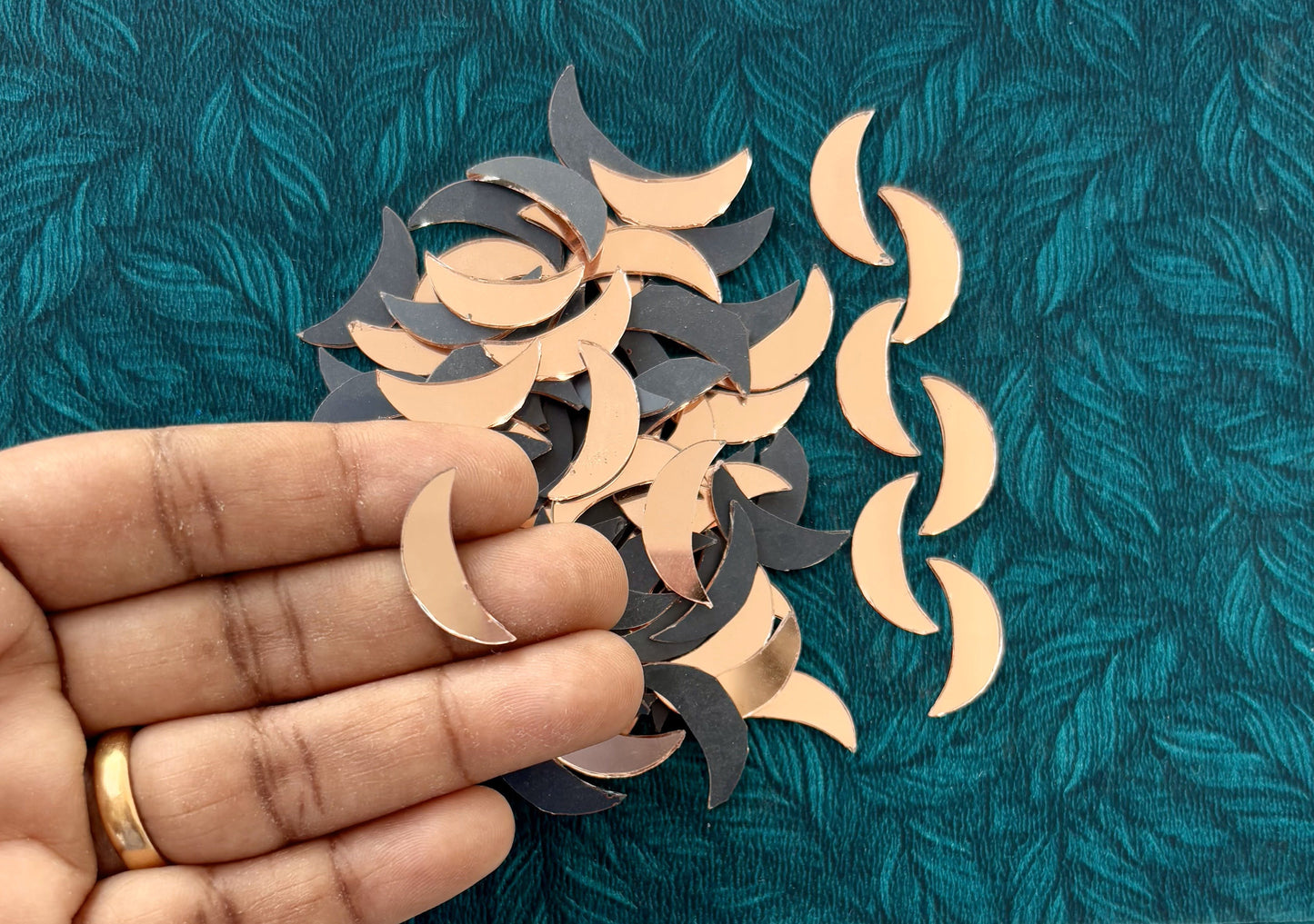 Rose Gold Fancy Shape - Crescent Moon Cut Mirrors