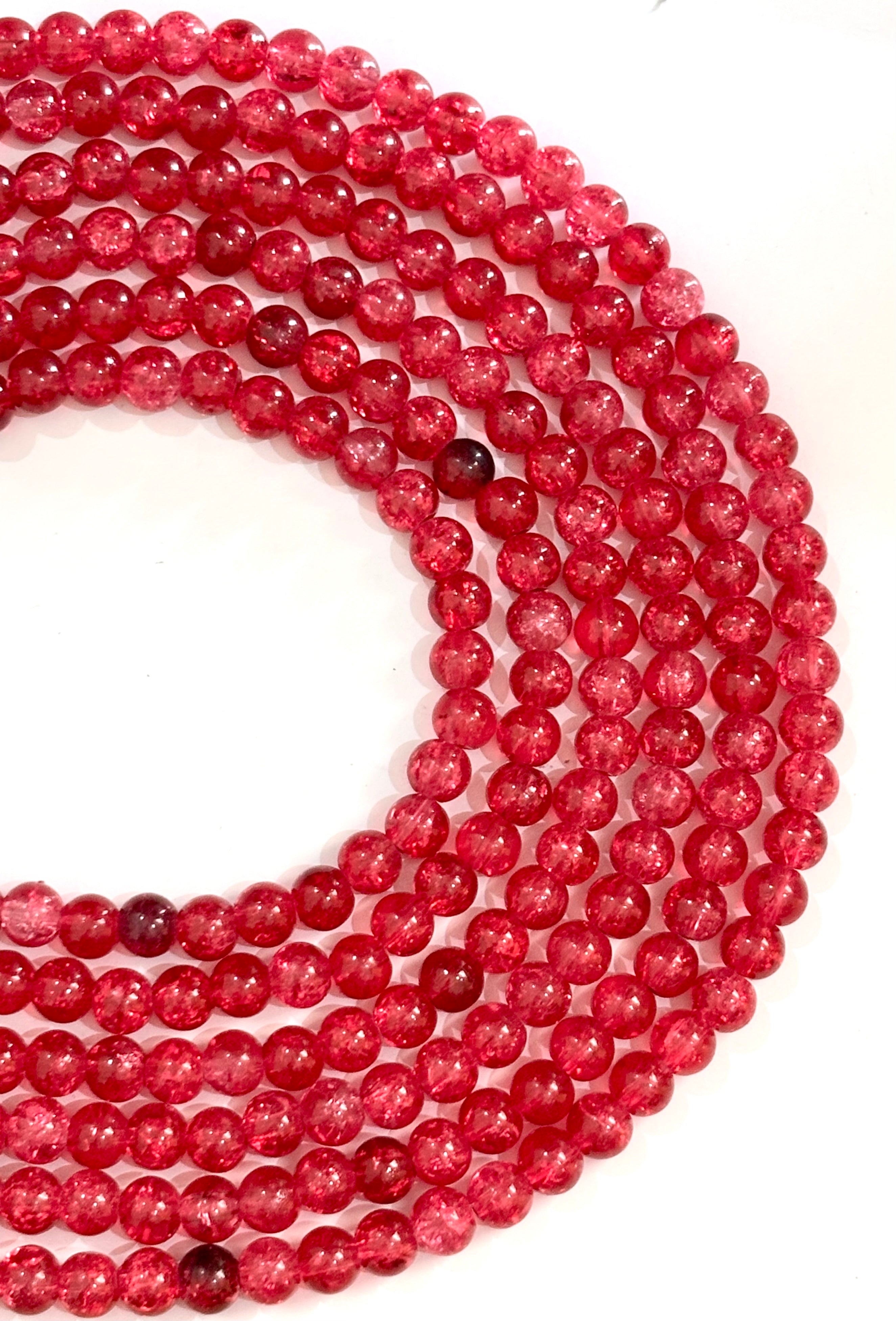 Ruby Red Crackle Beads 8MM