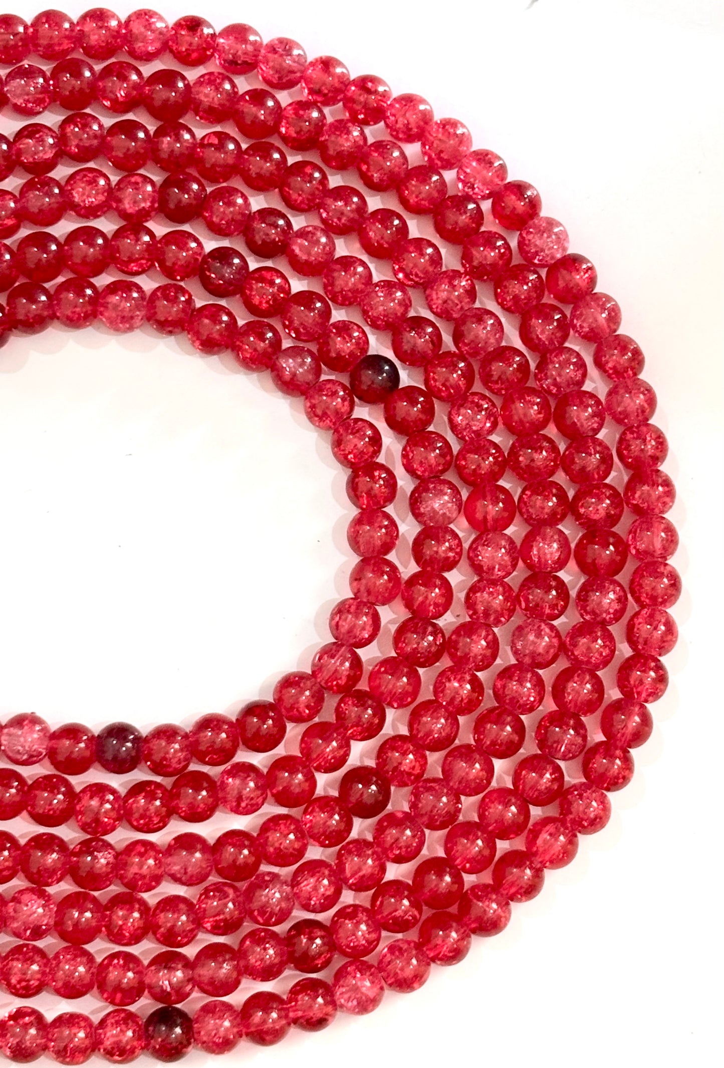 Ruby Red Crackle Beads 8MM