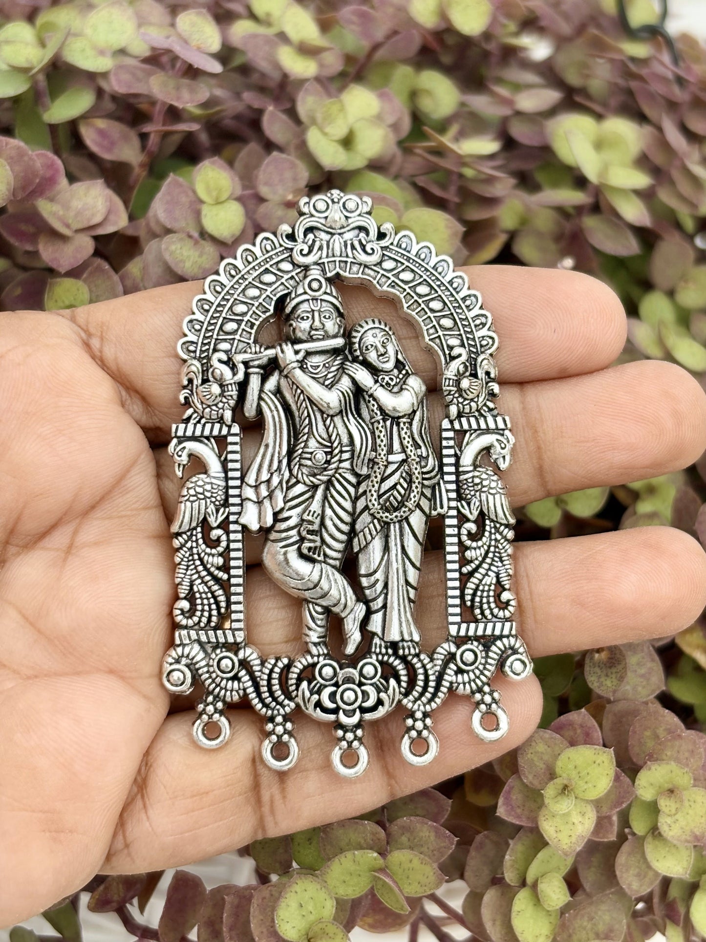Exquisite Antique Silver Krishna Radha Pendant