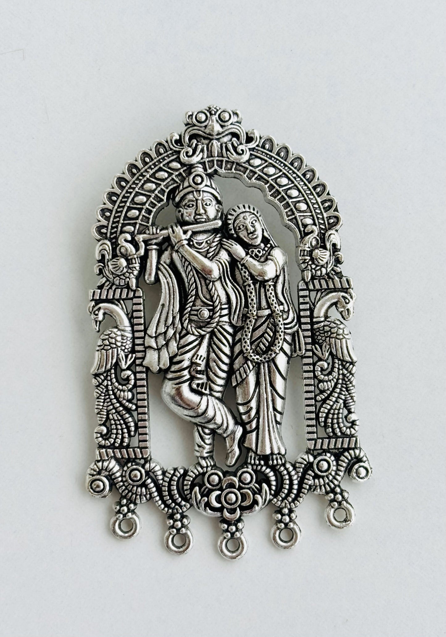Exquisite Antique Silver Krishna Radha Pendant