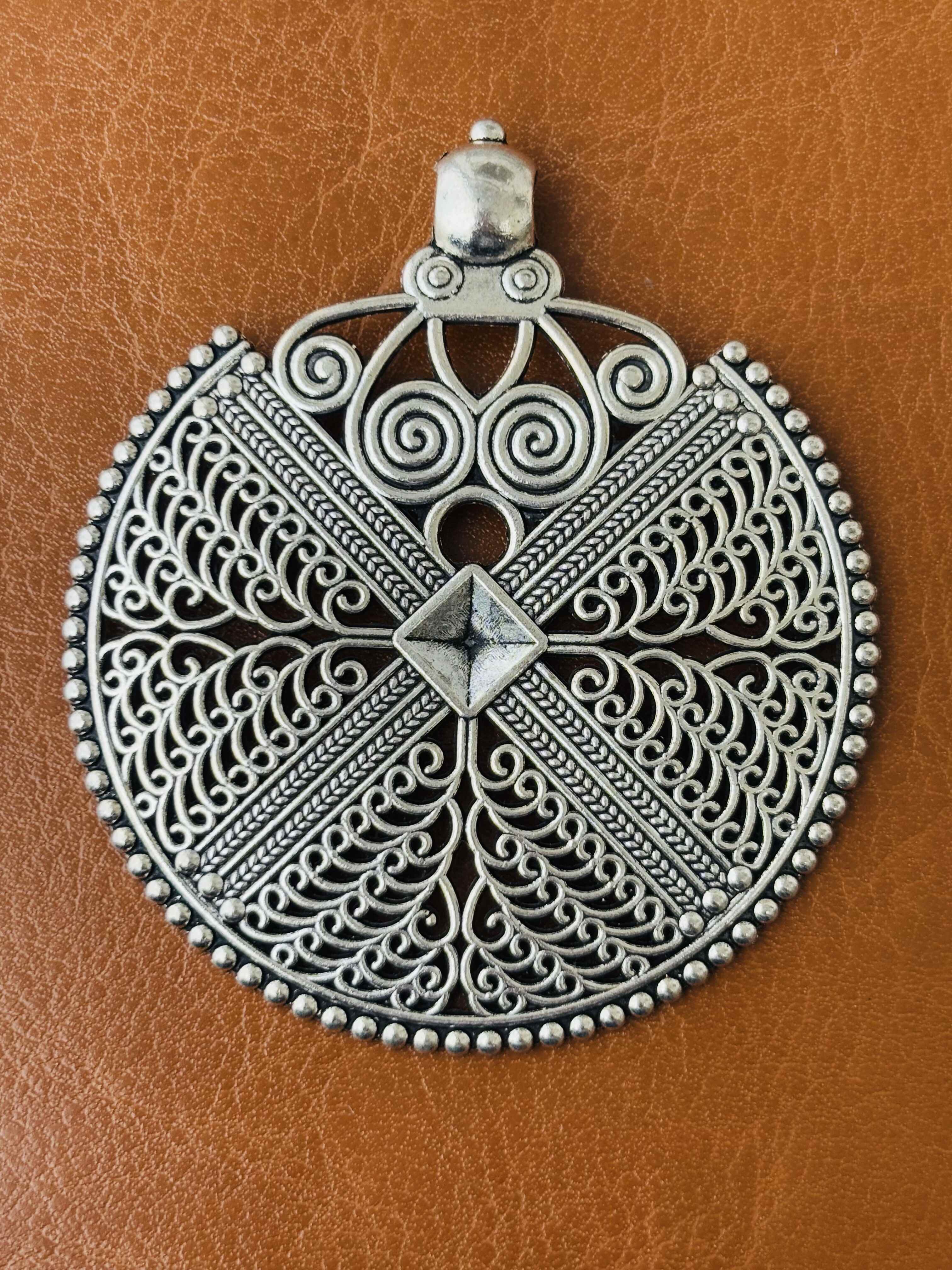 Ornate Avian and Circular Artistry Pendant