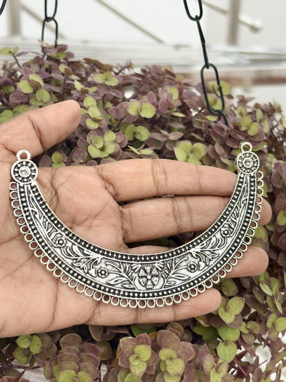 Floral Engraved Crescent Pendant