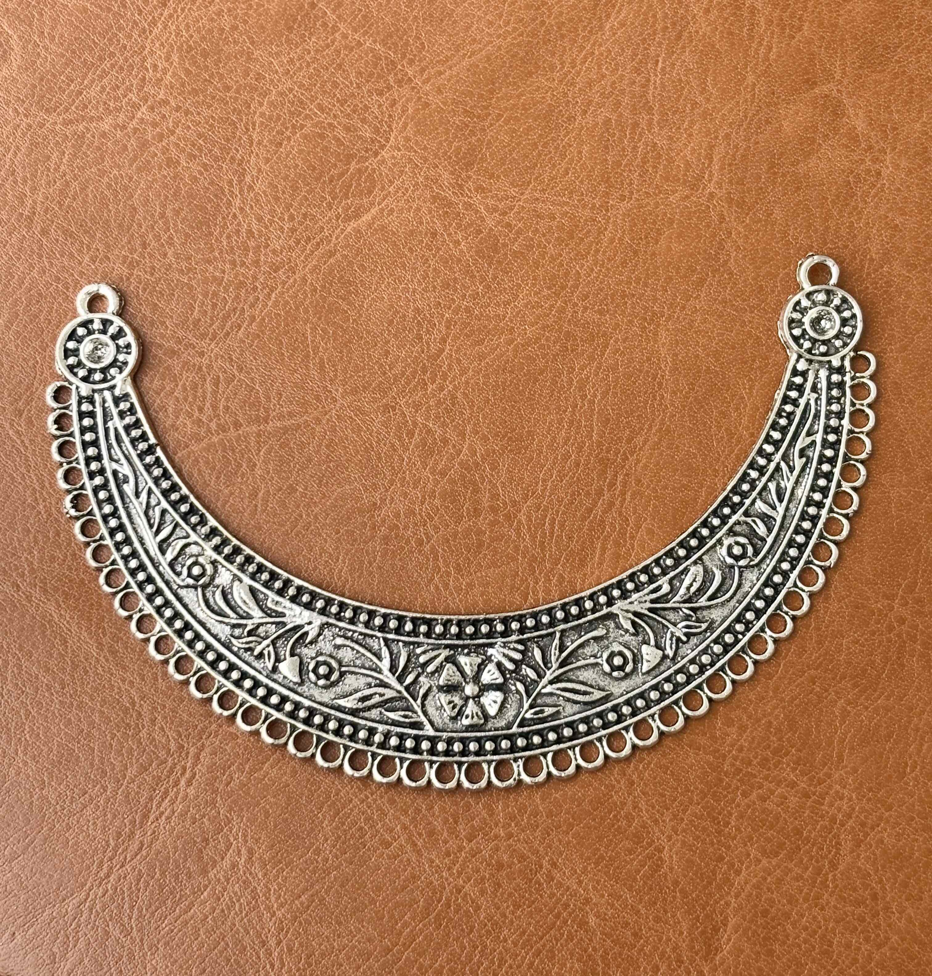 Floral Engraved Crescent Pendant