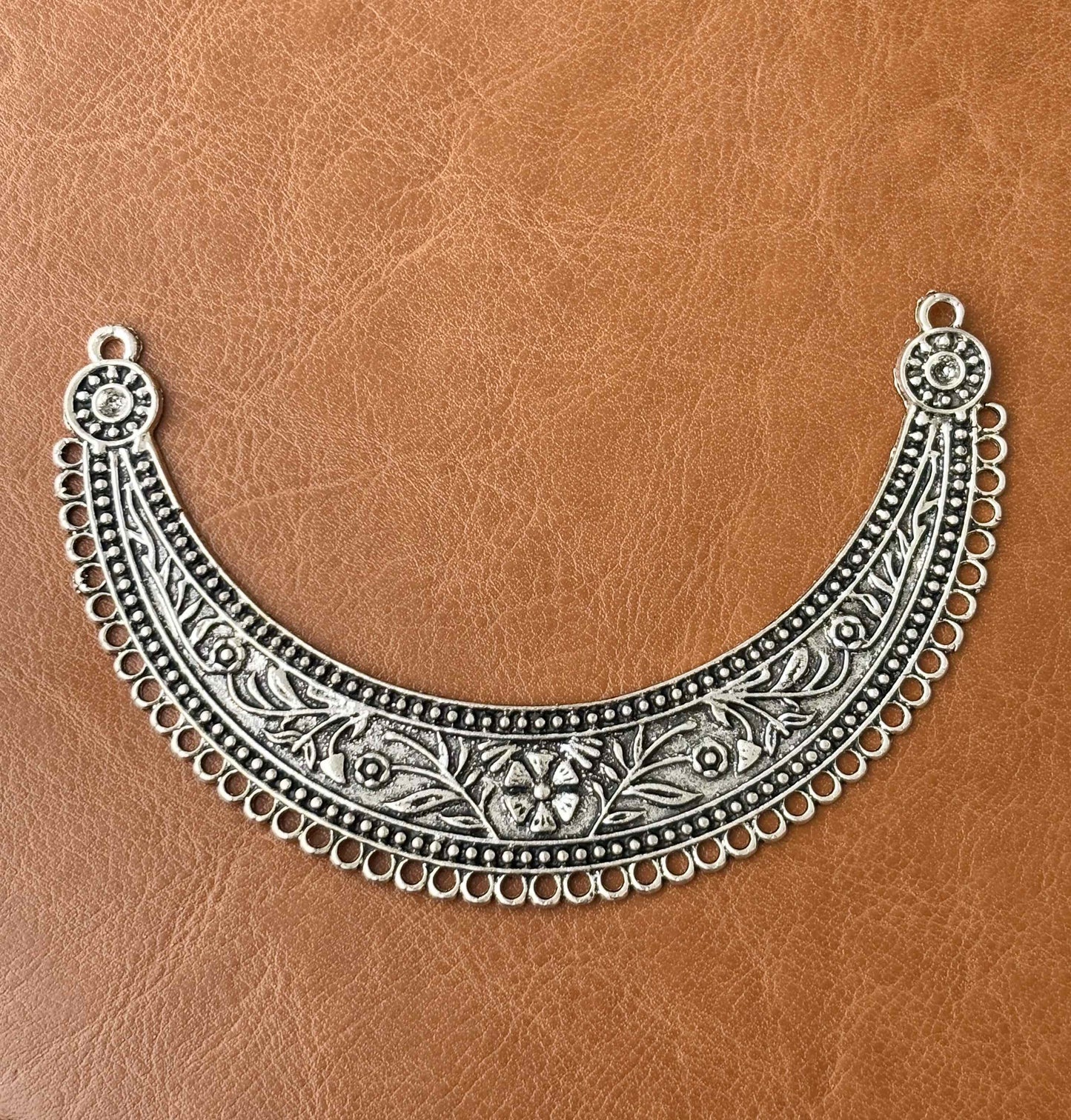 Floral Engraved Crescent Pendant