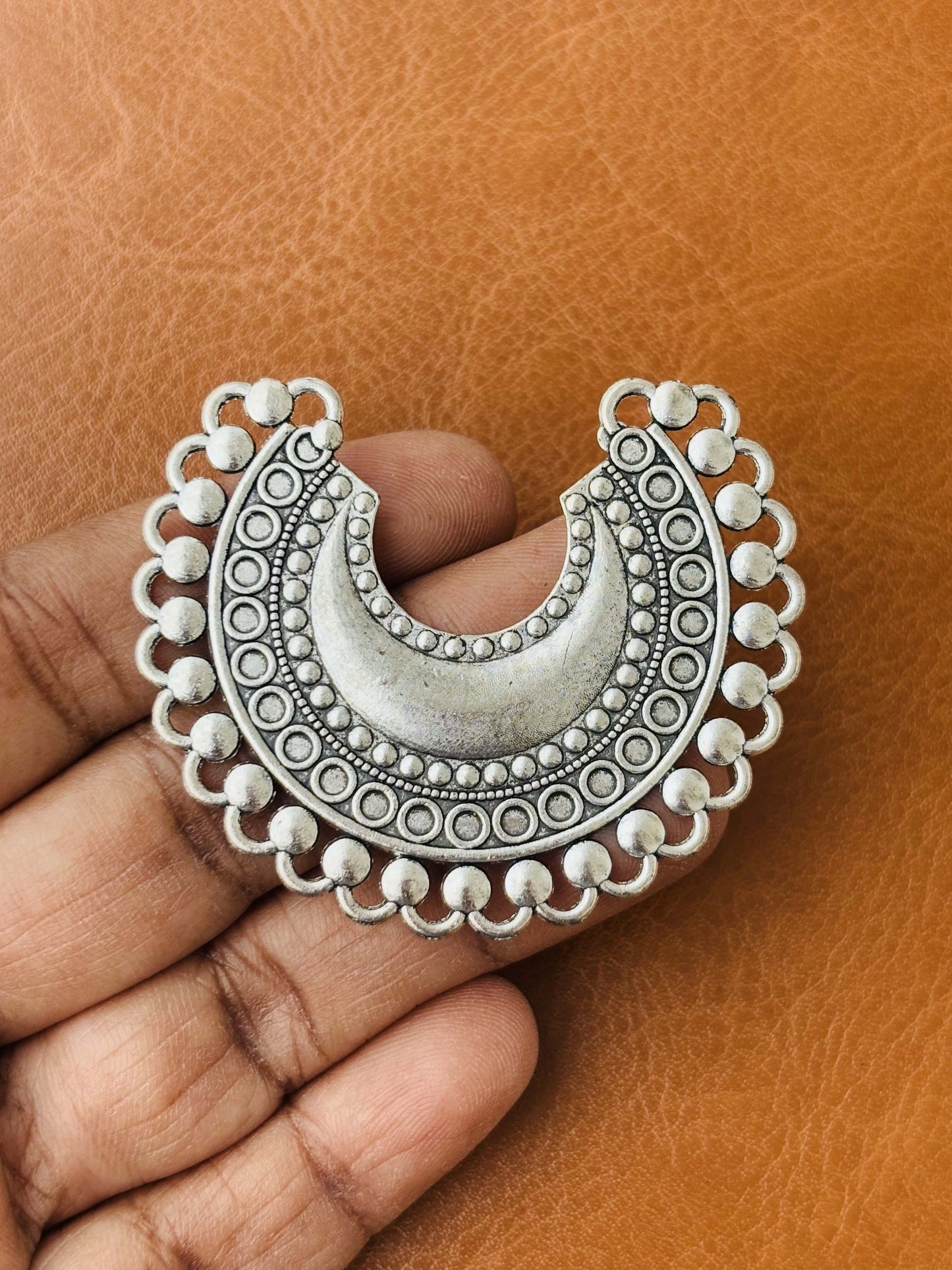 Handcrafted Oxidized Silver Crescent Moon Pendant