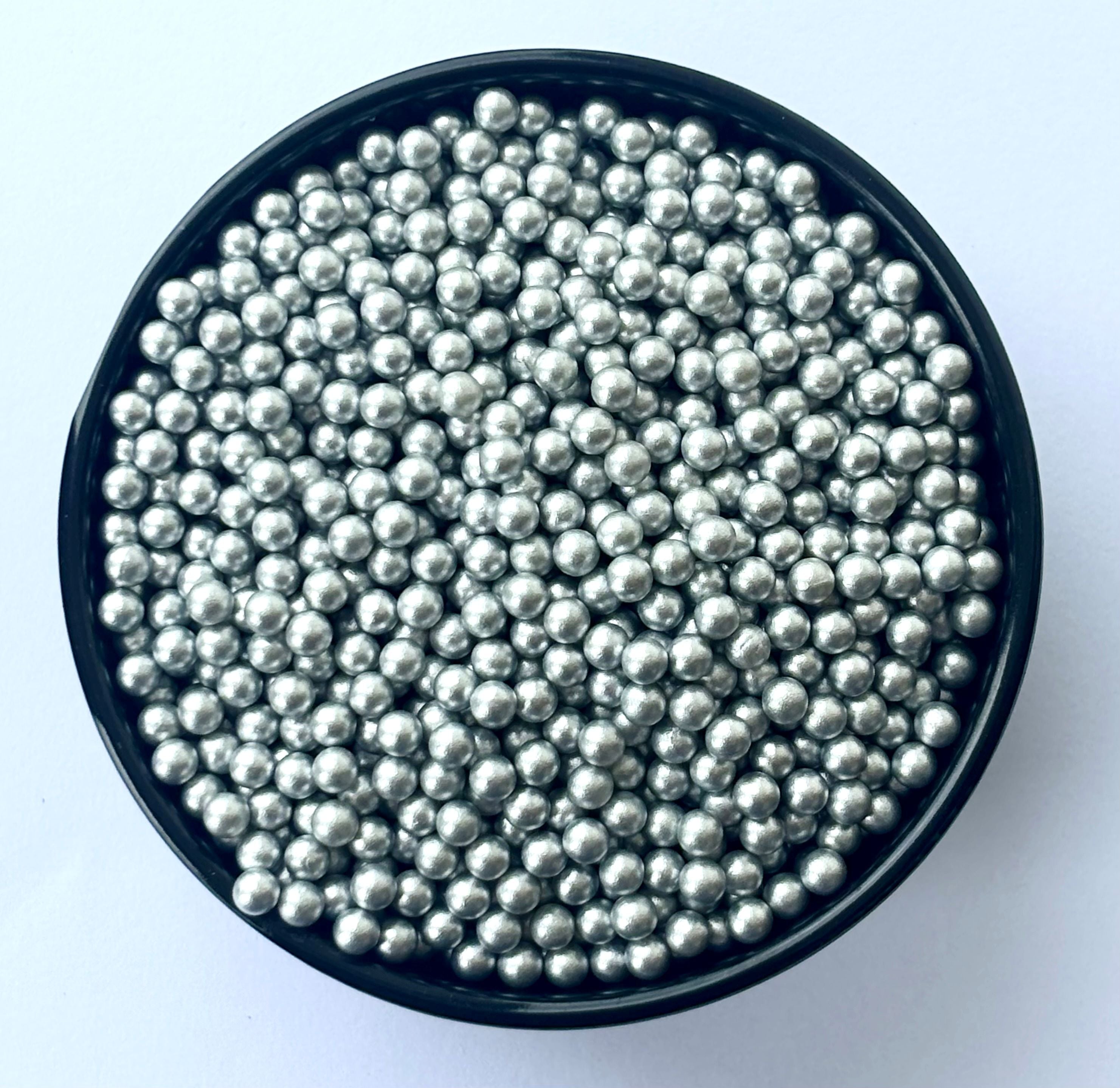 Silver Metallic Round Decoration Beads - Non-Hole Craft and Filler Supplies